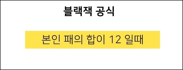 블랙잭 공식 패의 합이 12일때