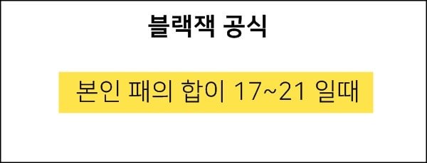 블랙잭 공식 패의 합이 17~21일때